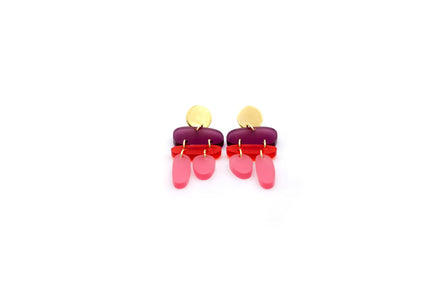Pink Ombre Earrings, Ombre Earrings, Ombre Jewelry, Pink Geometric Earrings, Pink and Purple Earrings, Abstract Jewelry, Modern Earrings
