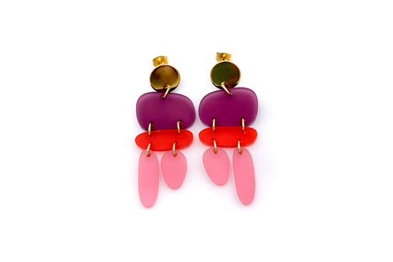 Pink Ombre Earrings, Ombre Earrings, Ombre Jewelry, Pink Geometric Earrings, Pink and Purple Earrings, Abstract Jewelry, Modern Earrings