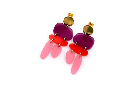 Pink Ombre Earrings, Ombre Earrings, Ombre Jewelry, Pink Geometric Earrings, Pink and Purple Earrings, Abstract Jewelry, Modern Earrings