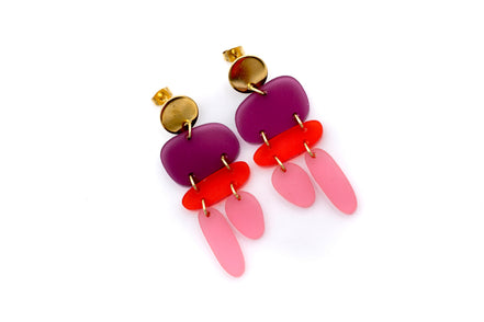 Pink Ombre Earrings, Ombre Earrings, Ombre Jewelry, Pink Geometric Earrings, Pink and Purple Earrings, Abstract Jewelry, Modern Earrings