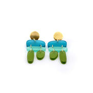 Ombre Earrings, Ombre Jewelry, Blue Ombre Earrings, Abstract Earrings, Geometric Jewelry, Tricolor Earrings, Bold Earrings, Bold Jewelry