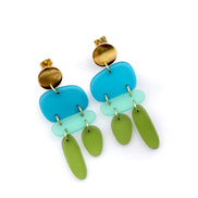 Ombre Earrings, Ombre Jewelry, Blue Ombre Earrings, Abstract Earrings, Geometric Jewelry, Tricolor Earrings, Bold Earrings, Bold Jewelry