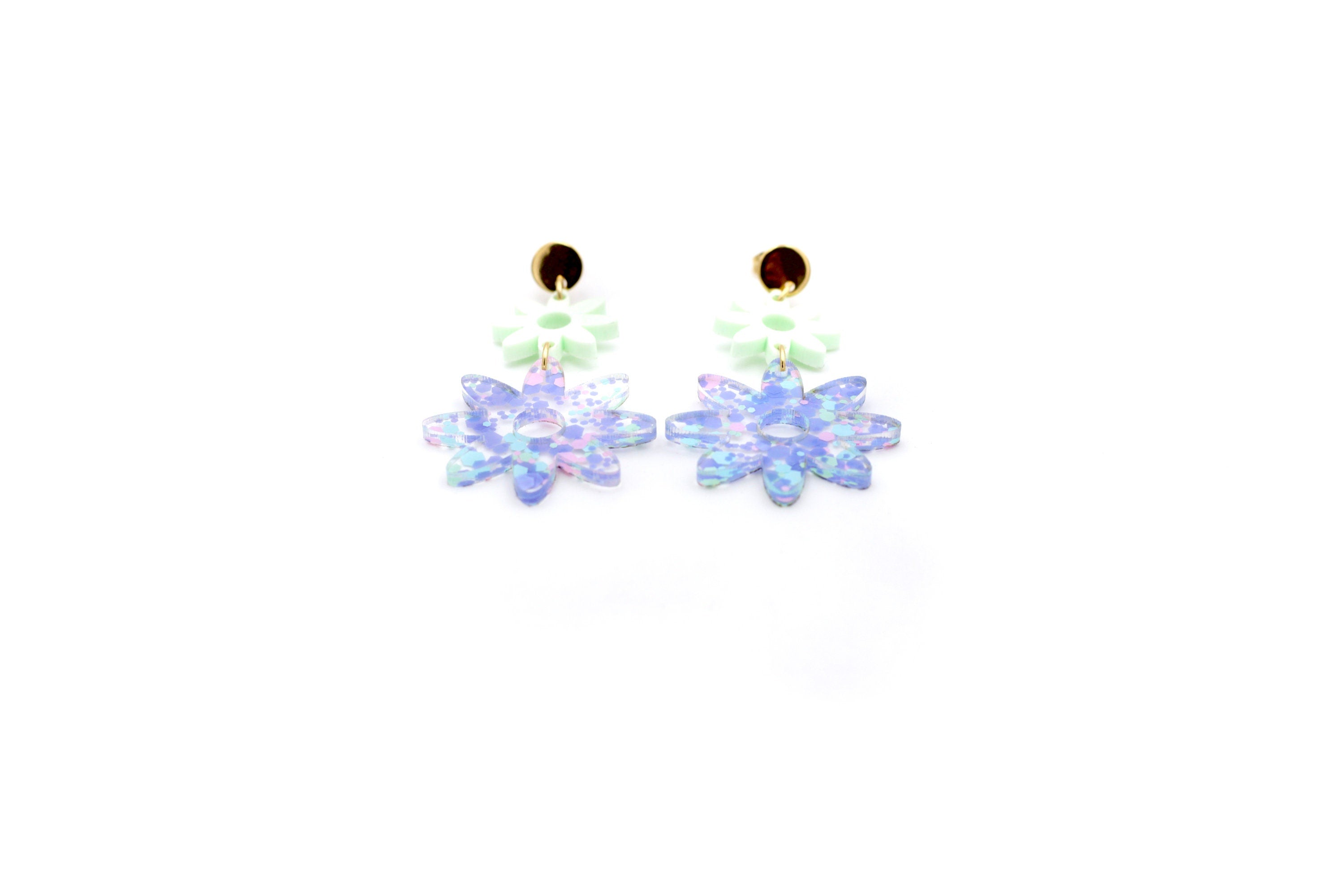 Pastel Flower Earrings, Pastel Floral Earrings, Acrylic Flower Earrings, Glitter Flower Earrings, Pastel Earrings, Floral Earrings