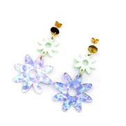Pastel Flower Earrings, Pastel Floral Earrings, Acrylic Flower Earrings, Glitter Flower Earrings, Pastel Earrings, Floral Earrings