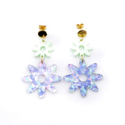 Pastel Flower Earrings, Pastel Floral Earrings, Acrylic Flower Earrings, Glitter Flower Earrings, Pastel Earrings, Floral Earrings