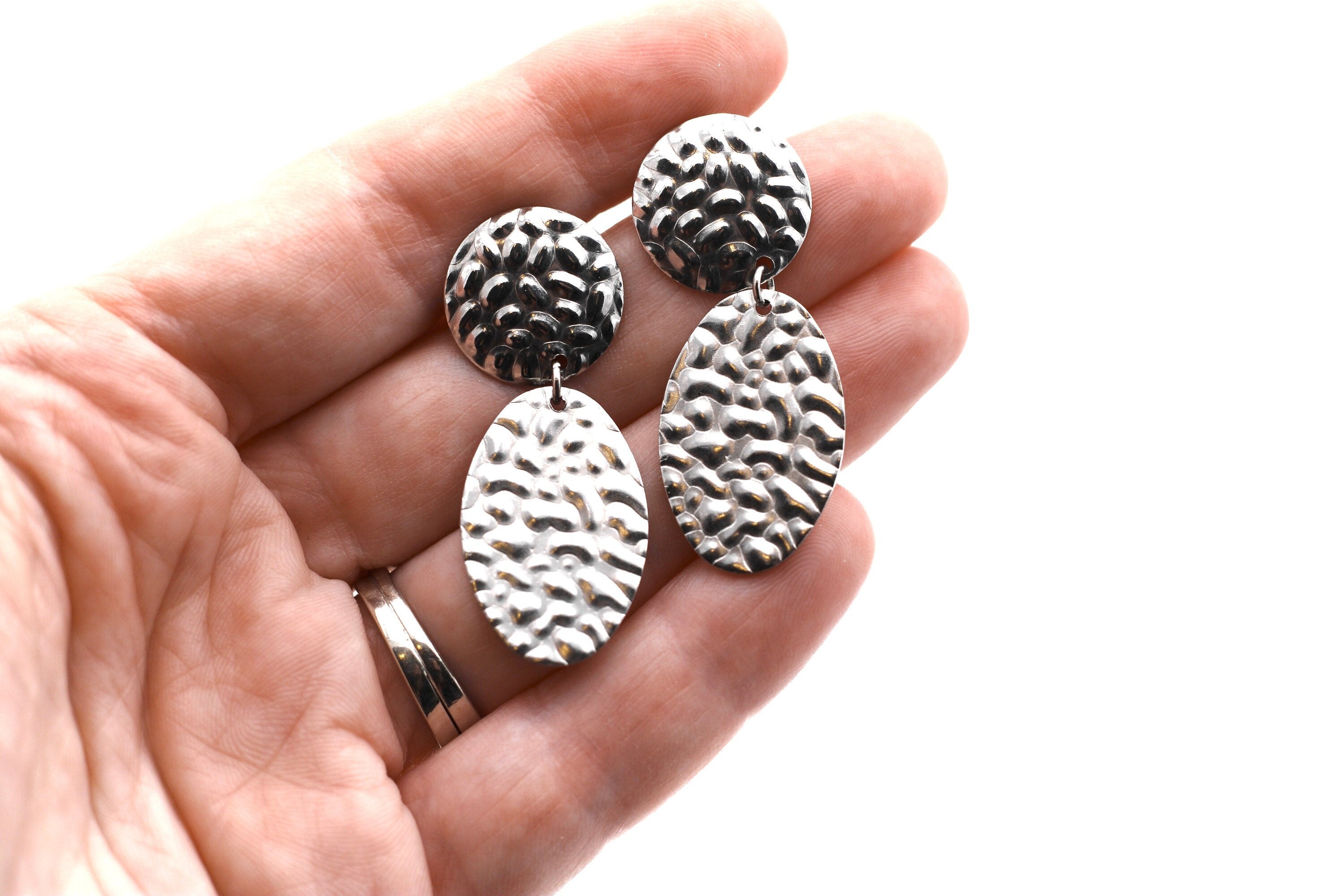 Textured Oval Dangles
