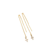 Gold Cross Threader Earrings