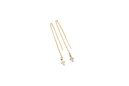 Gold Cross Threader Earrings