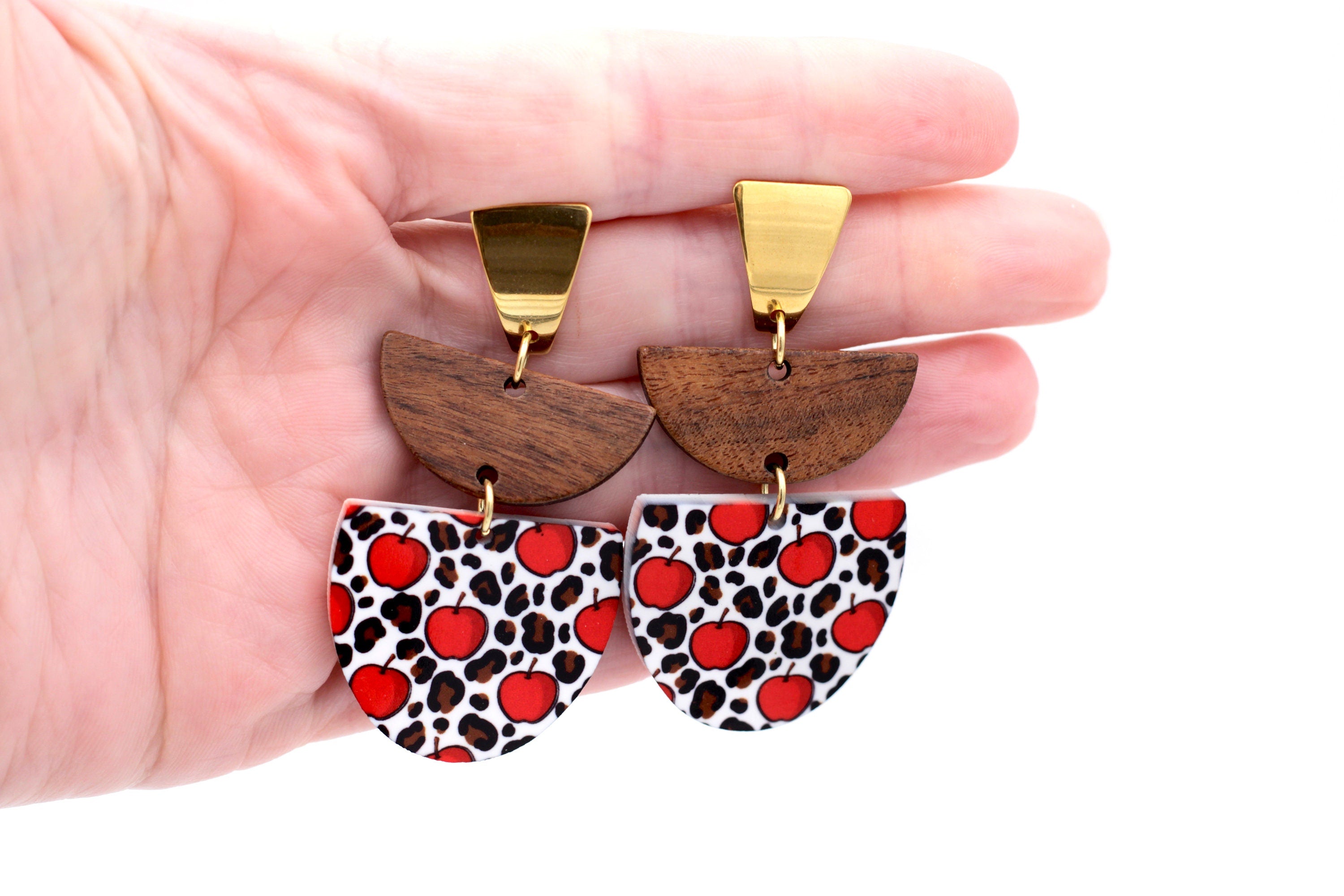 Apple Earrings, Apple Jewelry, Apple Dangle Earrings, Teacher Earrings, Teacher Gifts, Teacher Appreciation, Teacher Thank You, Apple Gift