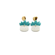 Teal Succulent Earrings