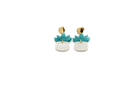 Teal Succulent Earrings