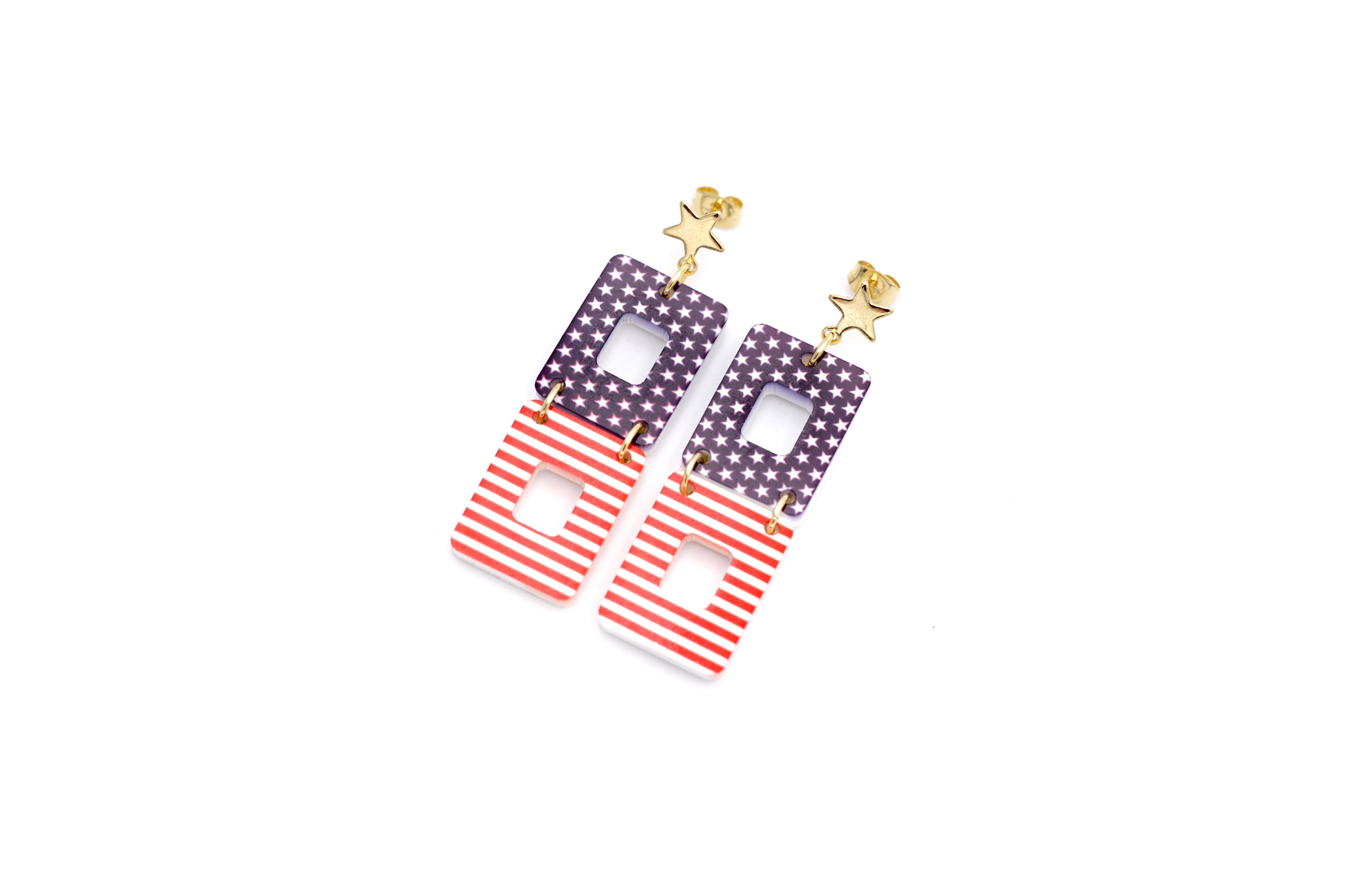 Flag Earrings, Flag Jewelry, USA Flag Earrings, Patriotic Earrings, 4th of July Earrings, 4th of July Jewelry, Independence Day Earrings