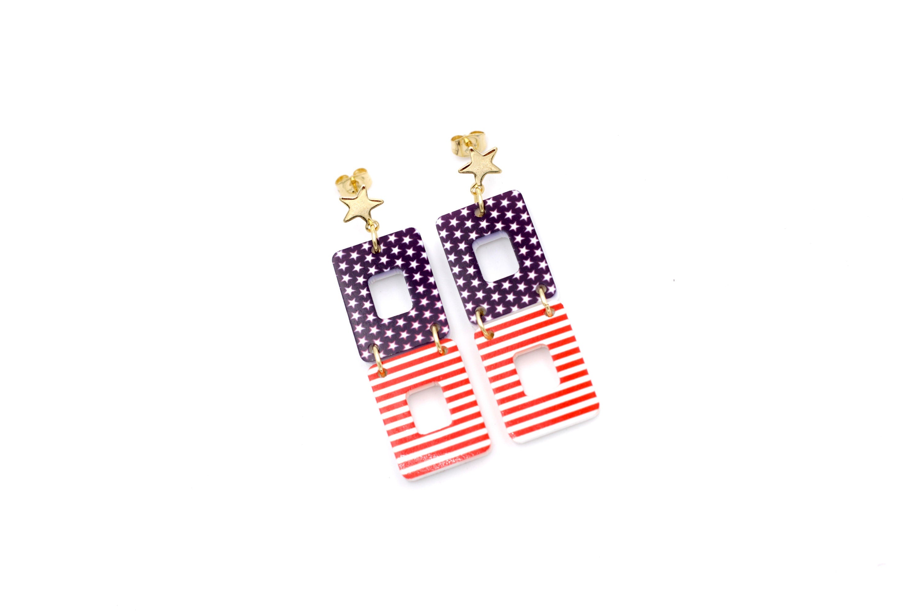Flag Earrings, Flag Jewelry, USA Flag Earrings, Patriotic Earrings, 4th of July Earrings, 4th of July Jewelry, Independence Day Earrings