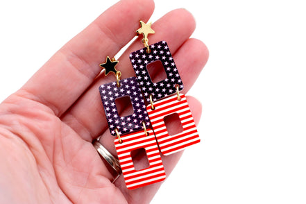 Flag Earrings, Flag Jewelry, USA Flag Earrings, Patriotic Earrings, 4th of July Earrings, 4th of July Jewelry, Independence Day Earrings