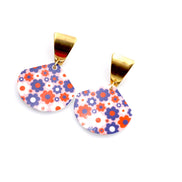 Patriotic Flower Earrings, Retro Flower Earrings, Patriotic Earrings, Daisy Flower Earrings, 4th of July Earrings, 4th of July Jewelry