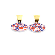 Patriotic Flower Earrings, Retro Flower Earrings, Patriotic Earrings, Daisy Flower Earrings, 4th of July Earrings, 4th of July Jewelry