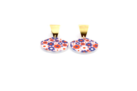 Patriotic Flower Earrings, Retro Flower Earrings, Patriotic Earrings, Daisy Flower Earrings, 4th of July Earrings, 4th of July Jewelry