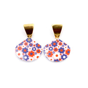Patriotic Flower Earrings, Retro Flower Earrings, Patriotic Earrings, Daisy Flower Earrings, 4th of July Earrings, 4th of July Jewelry