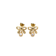 Gold Bow Earrings, Dainty Bow Earrings, Rhinestone Bow Earrings, Gold Dainty Earrings, Cute Dangle Earrings, Small Dangle Earrings