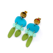 Ombre Earrings, Ombre Jewelry, Blue Ombre Earrings, Abstract Earrings, Geometric Jewelry, Tricolor Earrings, Bold Earrings, Bold Jewelry