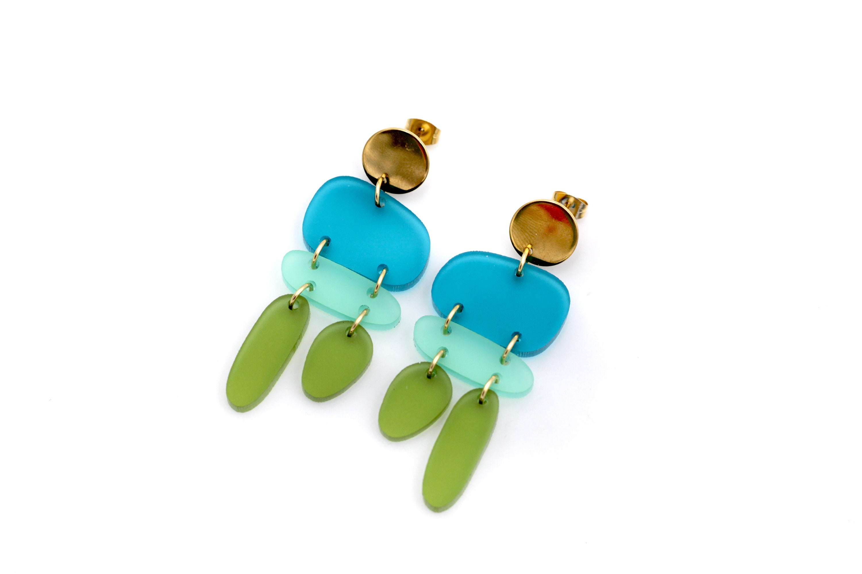 Ombre Earrings, Ombre Jewelry, Blue Ombre Earrings, Abstract Earrings, Geometric Jewelry, Tricolor Earrings, Bold Earrings, Bold Jewelry