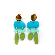 Ombre Earrings, Ombre Jewelry, Blue Ombre Earrings, Abstract Earrings, Geometric Jewelry, Tricolor Earrings, Bold Earrings, Bold Jewelry