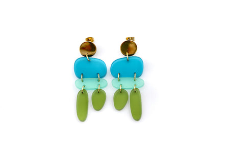 Ombre Earrings, Ombre Jewelry, Blue Ombre Earrings, Abstract Earrings, Geometric Jewelry, Tricolor Earrings, Bold Earrings, Bold Jewelry