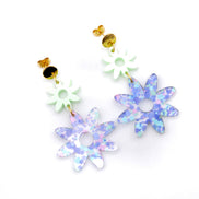 Pastel Flower Earrings, Pastel Floral Earrings, Acrylic Flower Earrings, Glitter Flower Earrings, Pastel Earrings, Floral Earrings