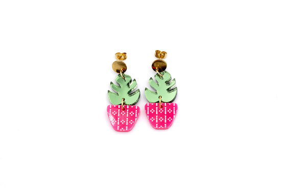 Plant Earrings, Plant Jewelry, Plant Lover Gift, Tropical Earrings, Plant Mom Gift, Monstera Leaf Earrings, Leaf Earrings, Botanical Gifts