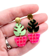 Plant Earrings, Plant Jewelry, Plant Lover Gift, Tropical Earrings, Plant Mom Gift, Monstera Leaf Earrings, Leaf Earrings, Botanical Gifts