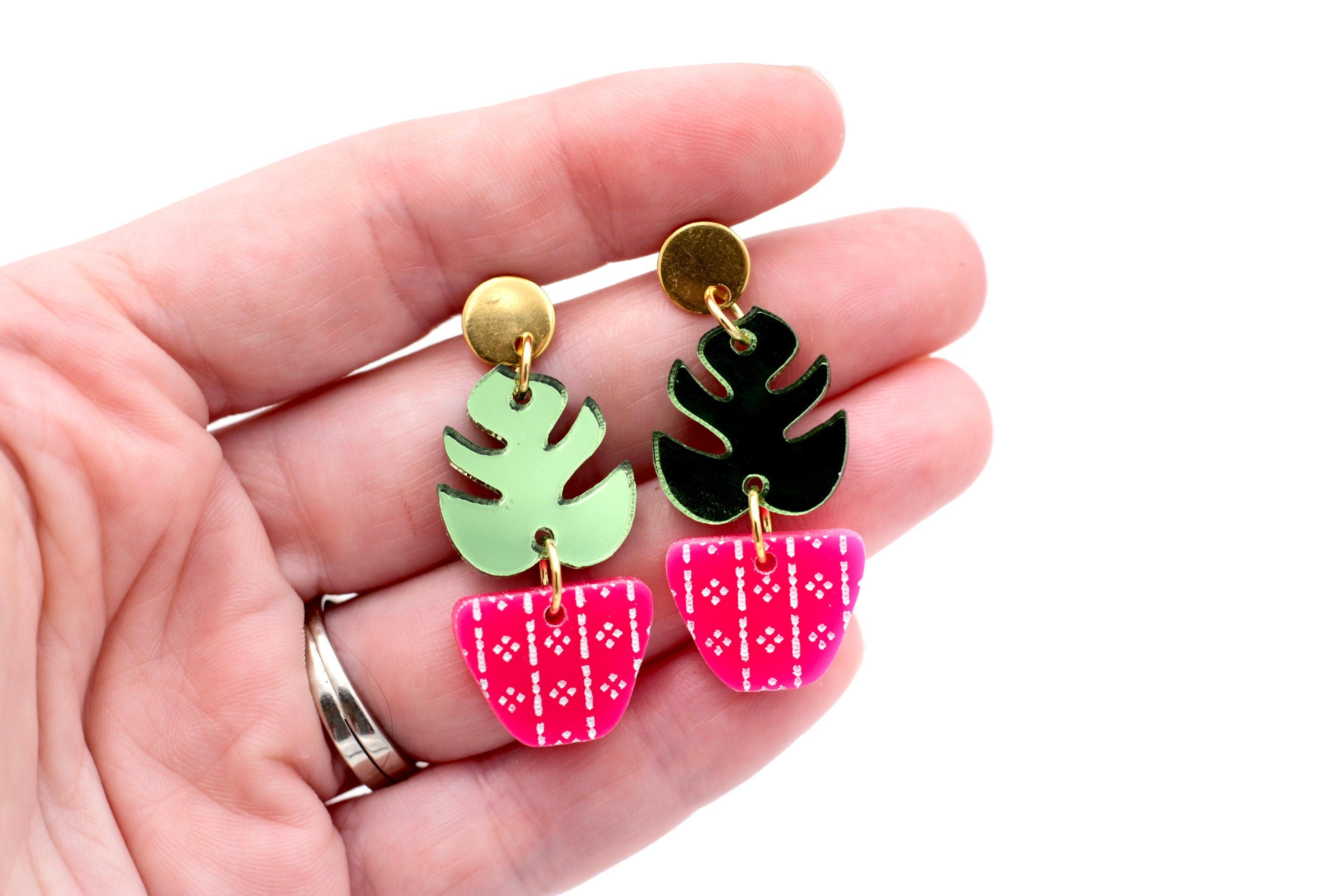 Plant Earrings, Plant Jewelry, Plant Lover Gift, Tropical Earrings, Plant Mom Gift, Monstera Leaf Earrings, Leaf Earrings, Botanical Gifts
