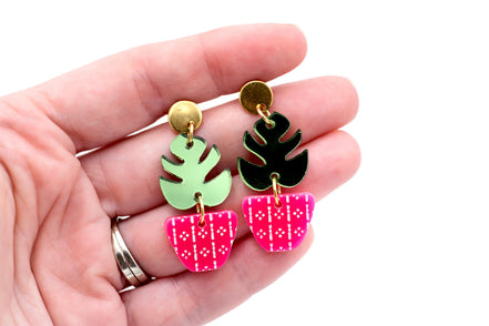 Plant Earrings, Plant Jewelry, Plant Lover Gift, Tropical Earrings, Plant Mom Gift, Monstera Leaf Earrings, Leaf Earrings, Botanical Gifts