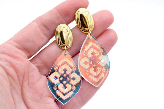 Aztec Jewelry, Aztec Earrings, Boho Aztec, Iridescent Earrings, Distressed Earrings, Southwest Earrings, Transparent Earrings, Boho Style