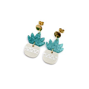 Teal Succulent Earrings