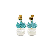 Teal Succulent Earrings