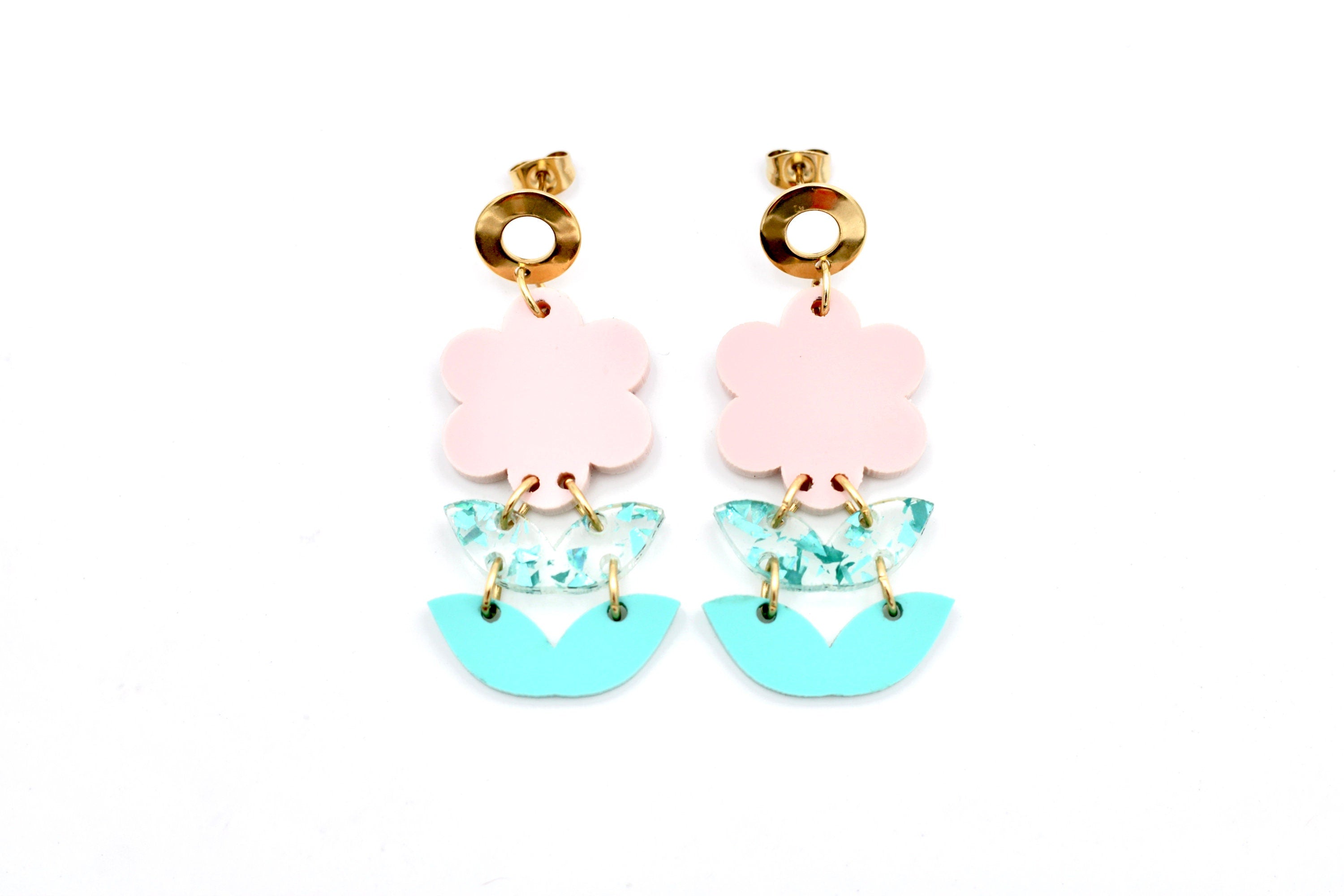 Pink Flower Earrings