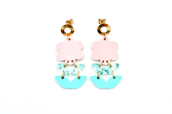 Pink Flower Earrings