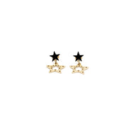 Gold Double Star Earrings