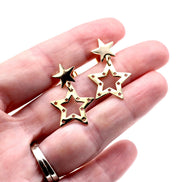 Gold Double Star Earrings