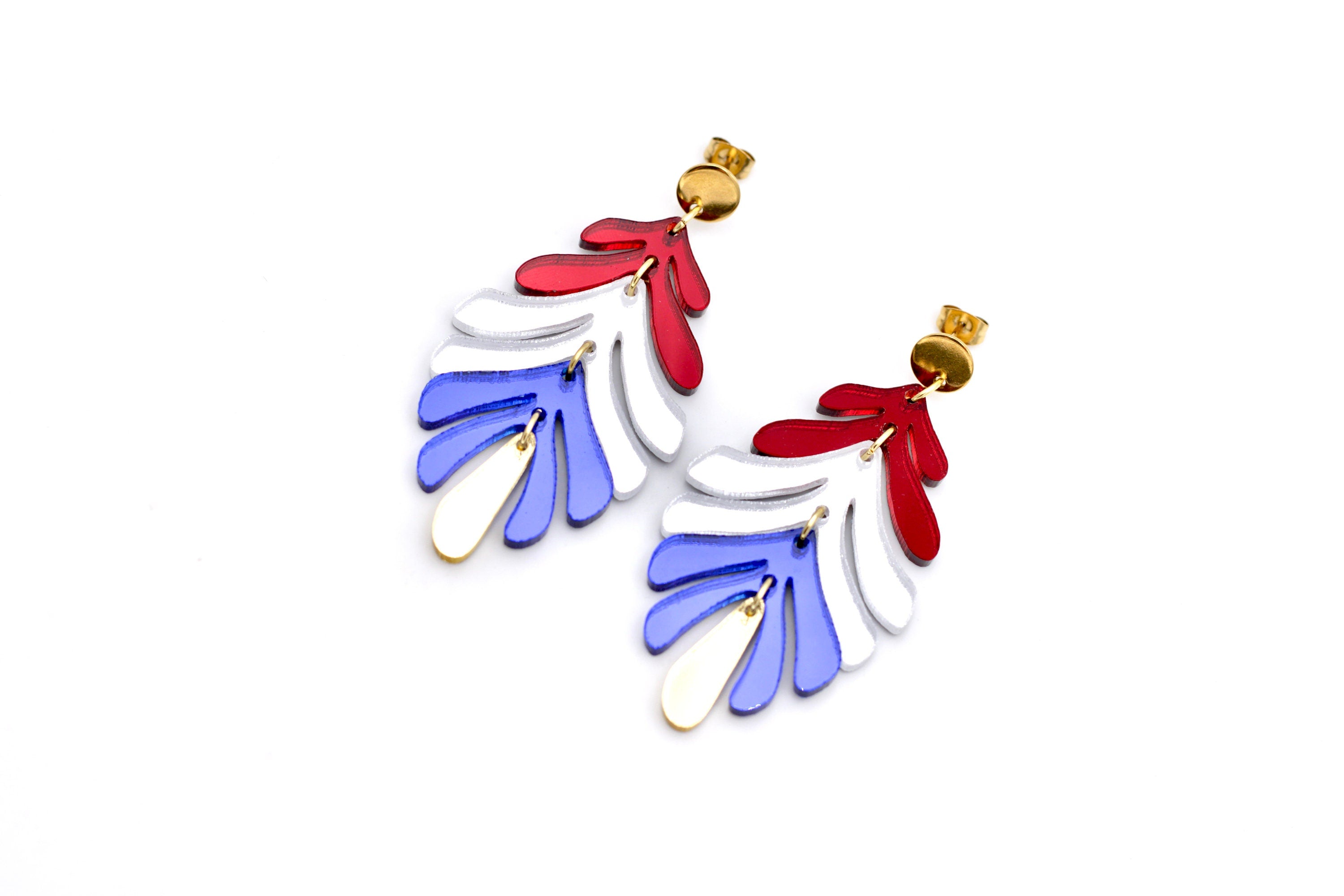 Patriotic Metallic Dangle Earrings