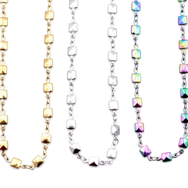 Square Chain Layering Necklaces