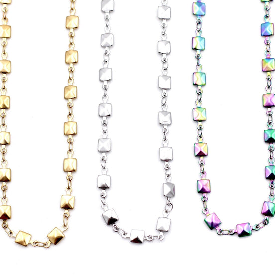 Square Chain Layering Necklaces