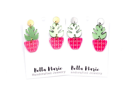 Plant Earrings, Plant Jewelry, Plant Lover Gift, Tropical Earrings, Plant Mom Gift, Monstera Leaf Earrings, Leaf Earrings, Botanical Gifts
