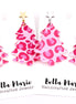 Pink Christmas Tree Earrings