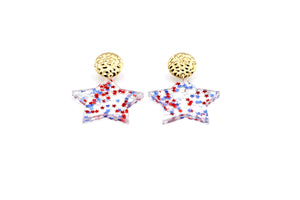 Independence Day Earrings, Star Earrings,