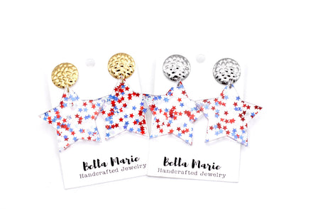 Independence Day Earrings, Star Earrings,
