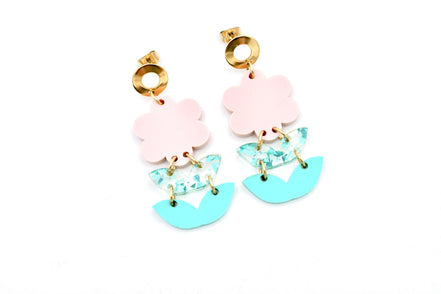 Pink Flower Earrings