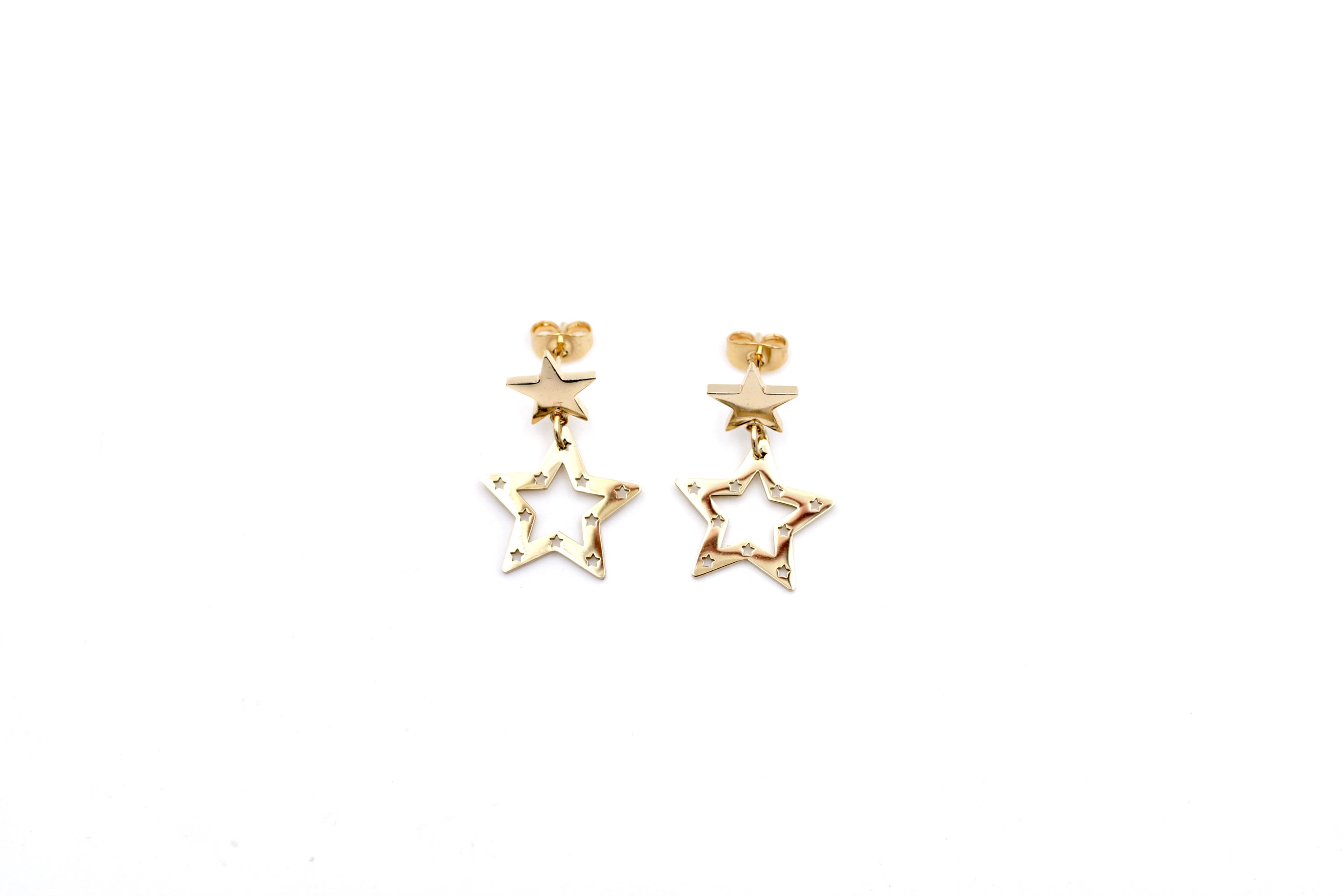 Gold Double Star Earrings