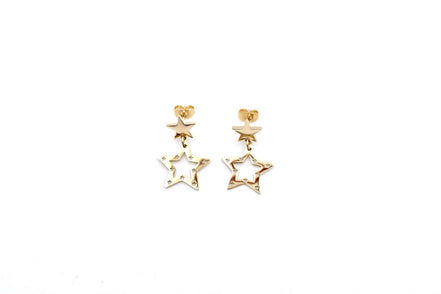 Gold Double Star Earrings