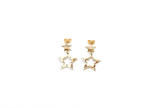 Gold Double Star Earrings